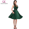 Grace karin nuevos diseños de manga corta sin mangas de longitud de la rodilla verde 1950 vestidos vintage CL006030-4